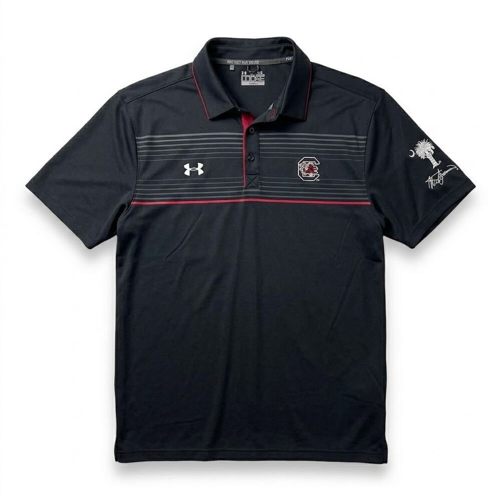 South Carolina Gamecocks Under Armour Steve Spurrier Polo Shirt Black Mens XL